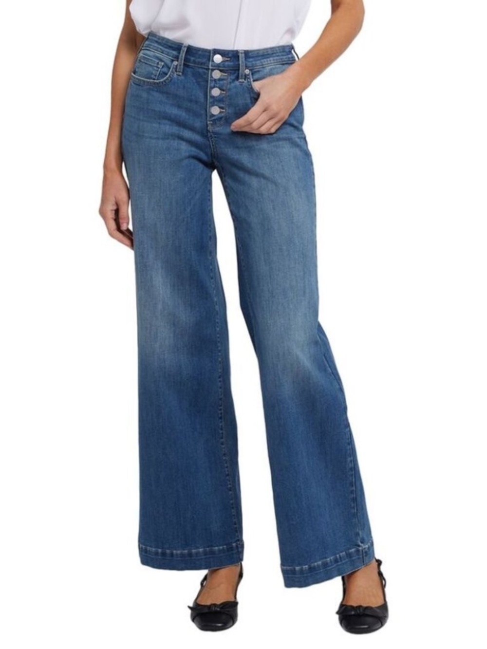 NYDJ Teresa Costa Brava Wide Leg Jean Expossed Button Size 16